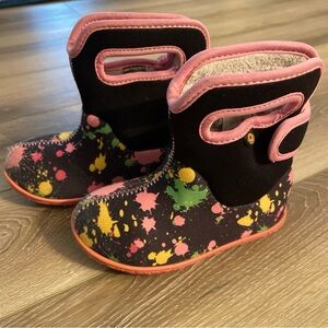 Baby Bogs Paint Splatter Waterproof Winter Snow Rain Boots Baby Girl Size 8